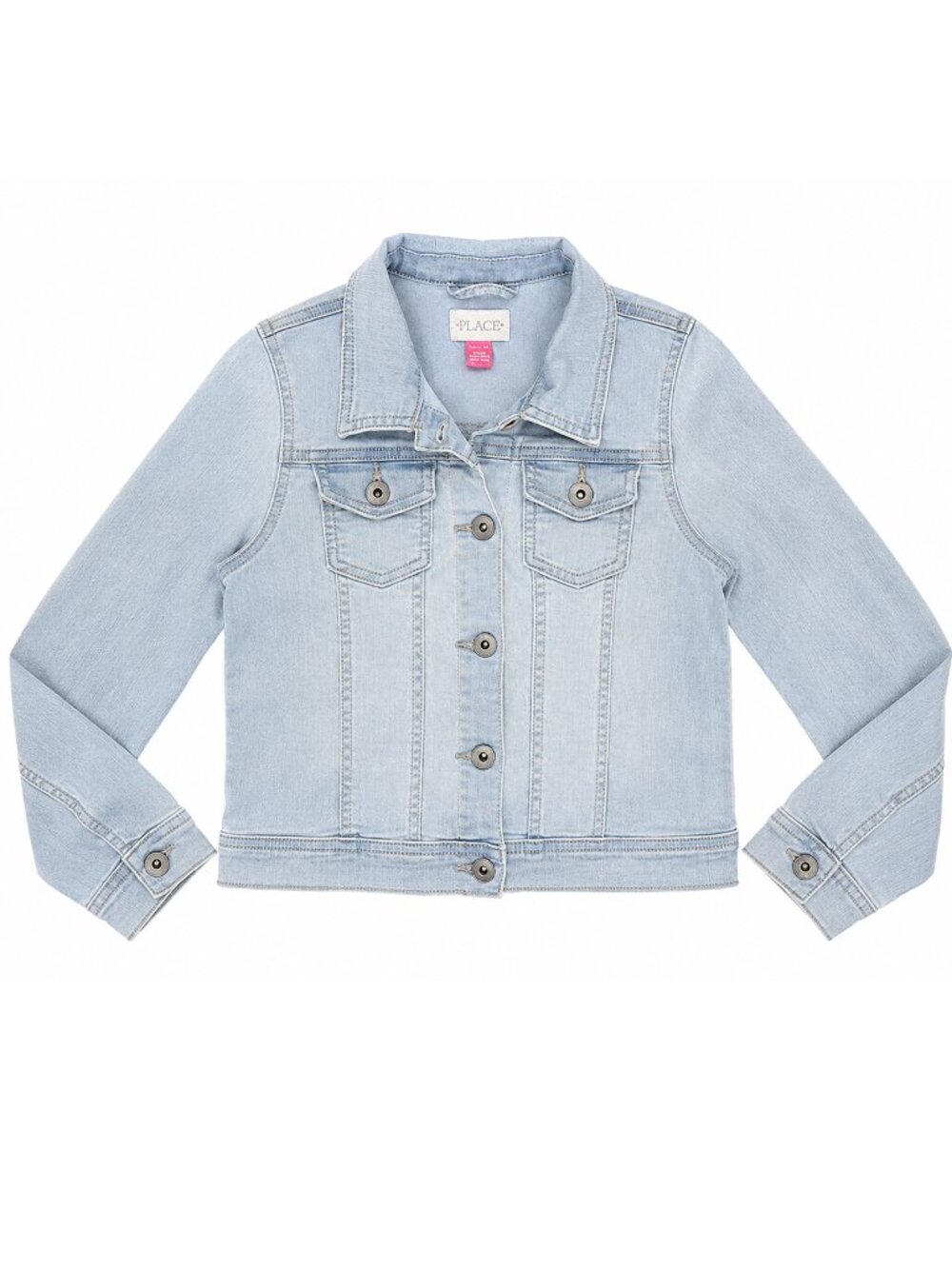 The Children's Place Girls 7/8 M Stretch Denim Jean Jacket Light Wash